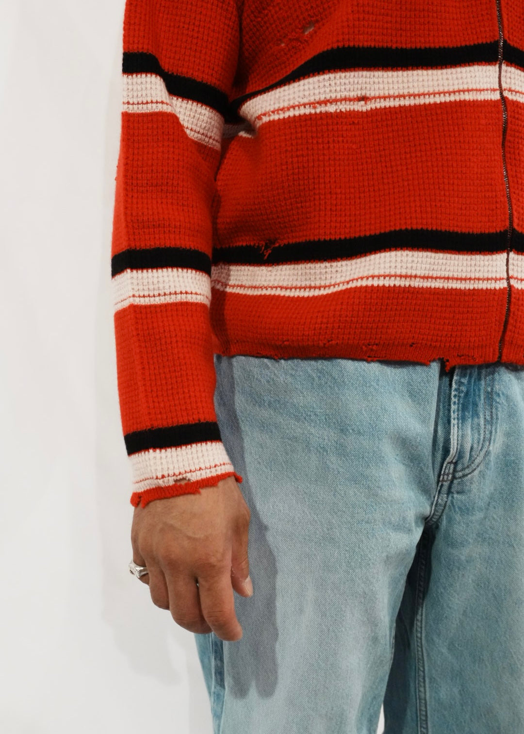 FRIENDS ZIP UP WAFFLE KNIT SWEATER
