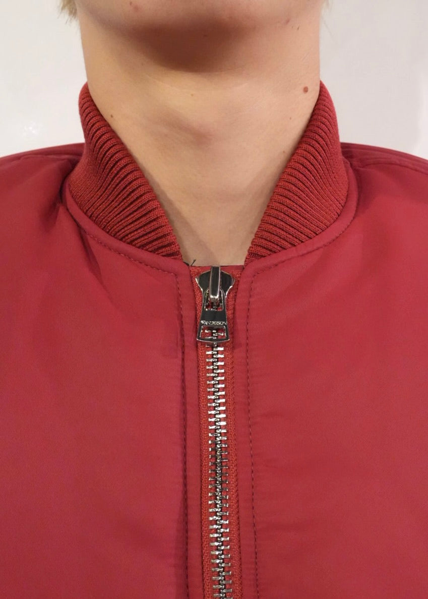 OVERSIZED CURVED HEM BOMBER JACKET