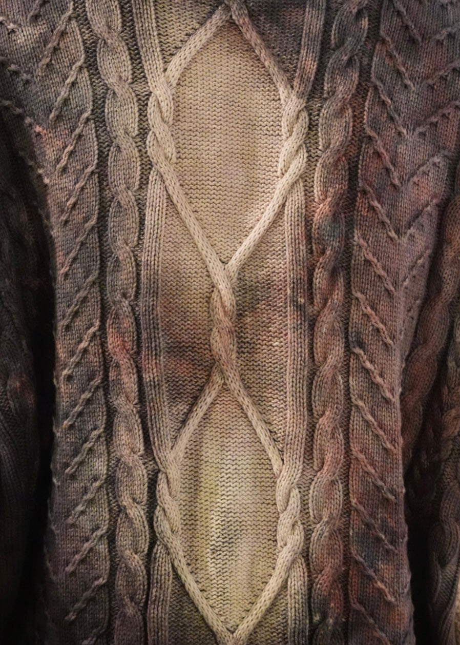 CRUCIFIED CABLE KNIT -PURPLE DYED EGGSHELL-