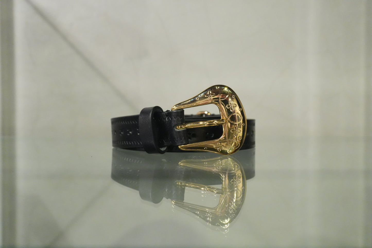 BROGUE BELT BLACK GOLD
