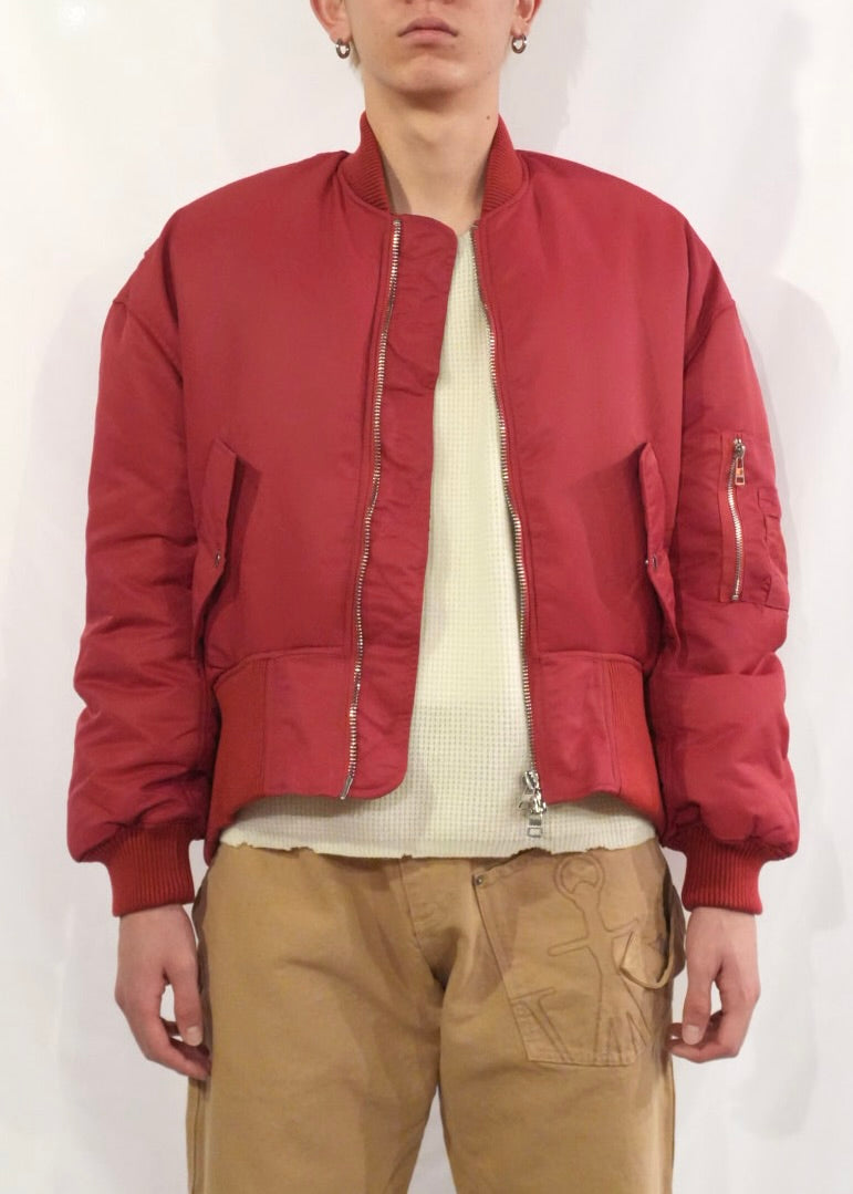 OVERSIZED CURVED HEM BOMBER JACKET