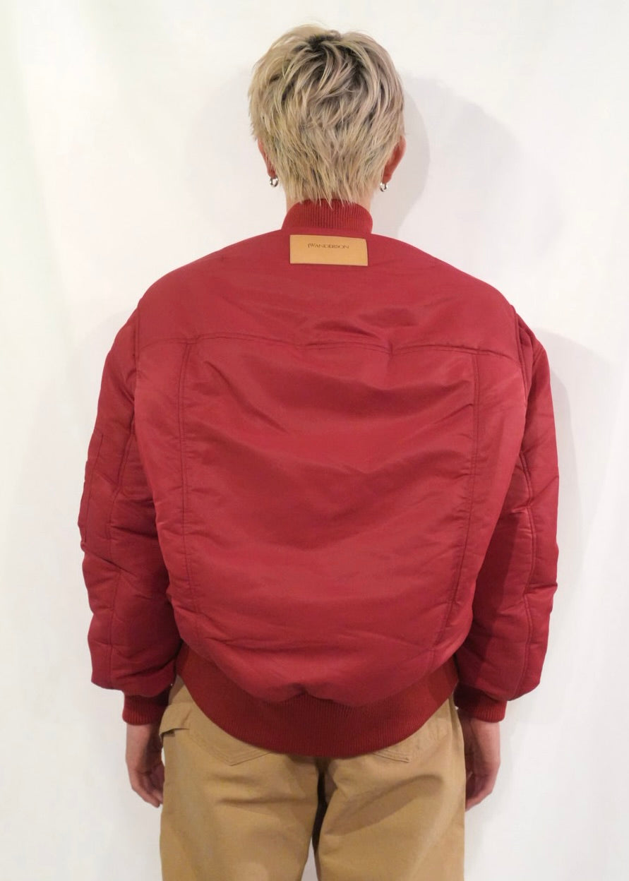 OVERSIZED CURVED HEM BOMBER JACKET