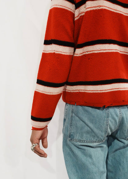 FRIENDS ZIP UP WAFFLE KNIT SWEATER