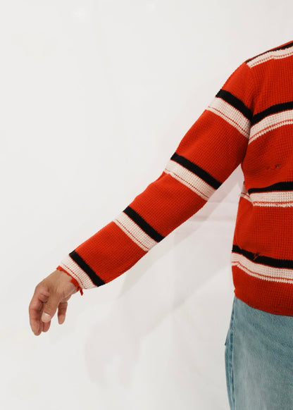 FRIENDS ZIP UP WAFFLE KNIT SWEATER