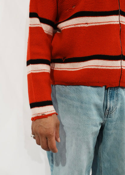 FRIENDS ZIP UP WAFFLE KNIT SWEATER