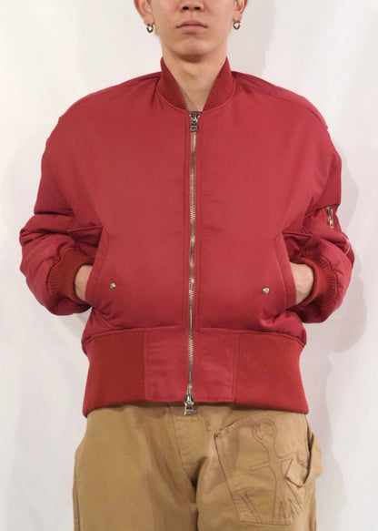 OVERSIZED CURVED HEM BOMBER JACKET