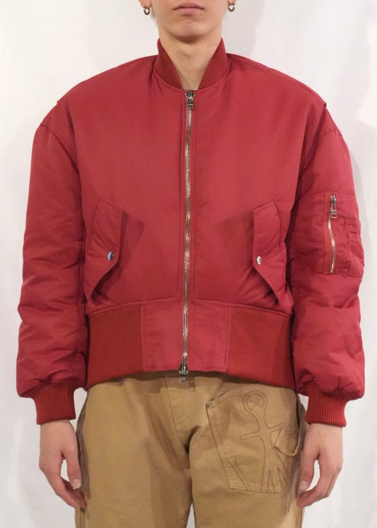OVERSIZED CURVED HEM BOMBER JACKET