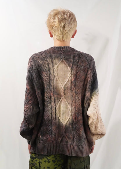 CRUCIFIED CABLE KNIT -PURPLE DYED EGGSHELL-