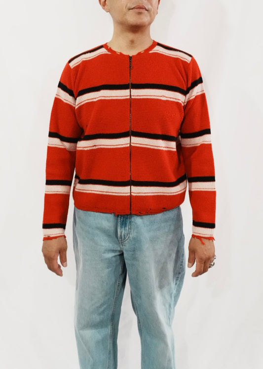FRIENDS ZIP UP WAFFLE KNIT SWEATER