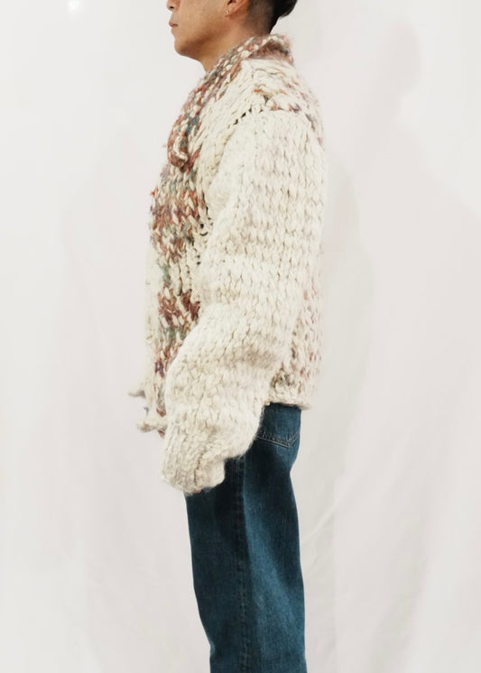 Harlequin Hand Knit Big Collar Cardigan